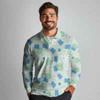 Hawaii Anthurium Tiare Pikake Lei Long Sleeve Polo Shirt Omaomao Lauhala Art Pattern LT01 - Polynesian Pride