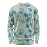 Hawaii Anthurium Tiare Pikake Lei Long Sleeve Shirt Omaomao Lauhala Art Pattern LT01 Unisex Green - Polynesian Pride