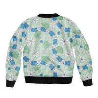 Hawaii Anthurium Tiare Pikake Lei Sleeve Zip Bomber Jacket Omaomao Lauhala Art Pattern LT01 - Polynesian Pride