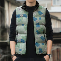 Hawaii Anthurium Tiare Pikake Lei Sleeveless Puffer Jacket Omaomao Lauhala Art Pattern LT01 - Polynesian Pride