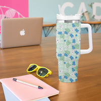 Hawaii Anthurium Tiare Pikake Lei Tumbler With Handle Omaomao Lauhala Art Pattern LT01 - Polynesian Pride