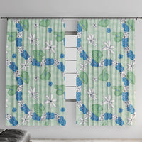Hawaii Anthurium Tiare Pikake Lei Window Curtain Omaomao Lauhala Art Pattern LT01 With Hooks Green - Polynesian Pride