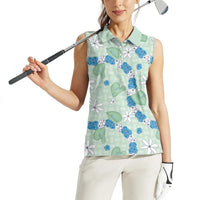 Hawaii Anthurium Tiare Pikake Lei Women Sleeveless Polo Shirt Omaomao Lauhala Art Pattern LT01 - Polynesian Pride