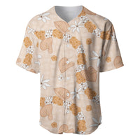 Hawaii Anthurium Tiare Pikake Lei Baseball Jersey Alani Lauhala Art Pattern LT01 Orange - Polynesian Pride