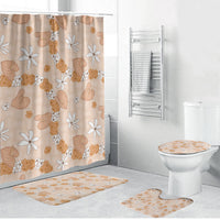 Hawaii Anthurium Tiare Pikake Lei Bathroom Set Alani Lauhala Art Pattern LT01 Bathroom Set (4 pcs) Orange - Polynesian Pride