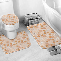 Hawaii Anthurium Tiare Pikake Lei Bathroom Set Alani Lauhala Art Pattern LT01 Mat Set Only (3 pcs) One Size Orange - Polynesian Pride