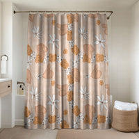 Hawaii Anthurium Tiare Pikake Lei Bathroom Set Alani Lauhala Art Pattern LT01 Shower Curtain Only Orange - Polynesian Pride