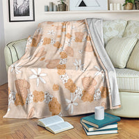 Hawaii Anthurium Tiare Pikake Lei Blanket Alani Lauhala Art Pattern LT01 Orange - Polynesian Pride