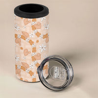 Hawaii Anthurium Tiare Pikake Lei 4 in 1 Can Cooler Tumbler Alani Lauhala Art Pattern LT01 - Polynesian Pride