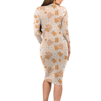 Hawaii Anthurium Tiare Pikake Lei Family Matching Long Sleeve Bodycon Dress and Hawaiian Shirt Alani Lauhala Art Pattern