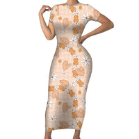 Hawaii Anthurium Tiare Pikake Lei Family Matching Short Sleeve Bodycon Dress and Hawaiian Shirt Alani Lauhala Art Pattern
