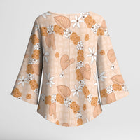 Hawaii Anthurium Tiare Pikake Lei Kimono Sleeve Blouse Alani Lauhala Art Pattern LT01 - Polynesian Pride