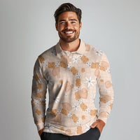 Hawaii Anthurium Tiare Pikake Lei Long Sleeve Polo Shirt Alani Lauhala Art Pattern LT01 - Polynesian Pride