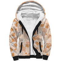 Hawaii Anthurium Tiare Pikake Lei Sherpa Hoodie Alani Lauhala Art Pattern LT01 Unisex Orange - Polynesian Pride