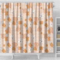 Hawaii Anthurium Tiare Pikake Lei Shower Curtain Alani Lauhala Art Pattern LT01 - Polynesian Pride