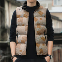 Hawaii Anthurium Tiare Pikake Lei Sleeveless Puffer Jacket Alani Lauhala Art Pattern LT01 - Polynesian Pride