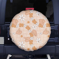 Hawaii Anthurium Tiare Pikake Lei Spare Tire Cover Alani Lauhala Art Pattern LT01 No hole Orange - Polynesian Pride