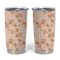 Hawaii Anthurium Tiare Pikake Lei Tumbler Cup Alani Lauhala Art Pattern LT01 Orange - Polynesian Pride
