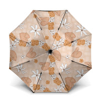 Hawaii Anthurium Tiare Pikake Lei Umbrella Alani Lauhala Art Pattern LT01 One Size Folded 11.42 inch Opened Diameter 37.4 inch Orange - Polynesian Pride