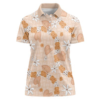 Hawaii Anthurium Tiare Pikake Lei Women Polo Shirt Alani Lauhala Art Pattern LT01 Female Orange - Polynesian Pride