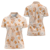 Hawaii Anthurium Tiare Pikake Lei Women Polo Shirt Alani Lauhala Art Pattern LT01 - Polynesian Pride