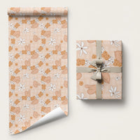 Hawaii Anthurium Tiare Pikake Lei Wrapping Paper Alani Lauhala Art Pattern LT01 58" × 23" Orange - Polynesian Pride
