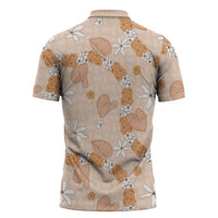 Hawaii Anthurium Tiare Pikake Lei Zipper Polo Shirt Alani Lauhala Art Pattern LT01 - Polynesian Pride
