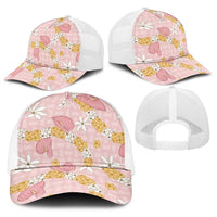 Hawaii Anthurium Tiare Pikake Lei Baseball Net Cap Akala Lauhala Art Pattern LT01 - Polynesian Pride