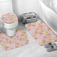 Hawaii Anthurium Tiare Pikake Lei Bathroom Set Akala Lauhala Art Pattern LT01 Mat Set Only (3 pcs) One Size Pink - Polynesian Pride