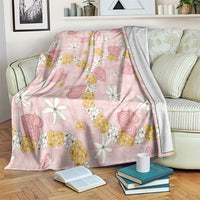 Hawaii Anthurium Tiare Pikake Lei Blanket Akala Lauhala Art Pattern LT01 Pink - Polynesian Pride