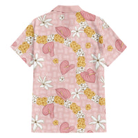 Hawaii Anthurium Tiare Pikake Lei Family Matching Off The Shoulder Long Sleeve Dress and Hawaiian Shirt Akala Lauhala Art Pattern