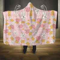 Hawaii Anthurium Tiare Pikake Lei Hooded Blanket Akala Lauhala Art Pattern LT01 - Polynesian Pride