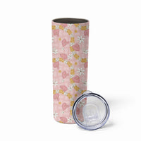 Hawaii Anthurium Tiare Pikake Lei Skinny Tumbler Akala Lauhala Art Pattern LT01 - Polynesian Pride