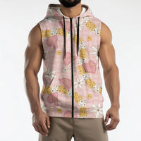 Hawaii Anthurium Tiare Pikake Lei Sleeveless Zip Hoodie Akala Lauhala Art Pattern LT01 - Polynesian Pride