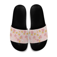 Hawaii Anthurium Tiare Pikake Lei Slide Sandals Akala Lauhala Art Pattern LT01 Pink - Polynesian Pride
