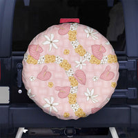 Hawaii Anthurium Tiare Pikake Lei Spare Tire Cover Akala Lauhala Art Pattern LT01 No hole Pink - Polynesian Pride