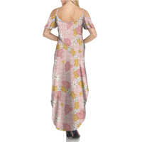 Hawaii Anthurium Tiare Pikake Lei Summer Maxi Dress Akala Lauhala Art Pattern LT01 - Polynesian Pride