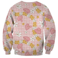 Hawaii Anthurium Tiare Pikake Lei Sweatshirt Akala Lauhala Art Pattern LT01 - Polynesian Pride