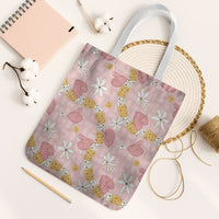 Hawaii Anthurium Tiare Pikake Lei Tote Bag Akala Lauhala Art Pattern LT01 White Strap One Size Pink - Polynesian Pride