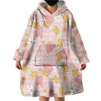 Hawaii Anthurium Tiare Pikake Lei Wearable Blanket Hoodie Akala Lauhala Art Pattern LT01 - Polynesian Pride