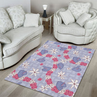Hawaii Anthurium Tiare Pikake Lei Area Rug Poni Lauhala Art Pattern LT01 - Polynesian Pride