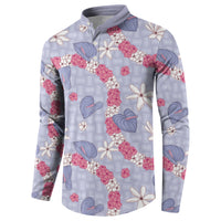 Hawaii Anthurium Tiare Pikake Lei Button Sweatshirt Poni Lauhala Art Pattern LT01 - Polynesian Pride
