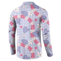 Hawaii Anthurium Tiare Pikake Lei Button Sweatshirt Poni Lauhala Art Pattern LT01 - Polynesian Pride