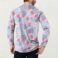 Hawaii Anthurium Tiare Pikake Lei Button Sweatshirt Poni Lauhala Art Pattern LT01 - Polynesian Pride