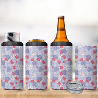 Hawaii Anthurium Tiare Pikake Lei 4 in 1 Can Cooler Tumbler Poni Lauhala Art Pattern
