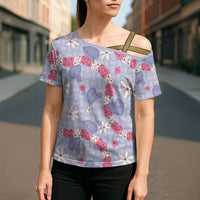 Hawaii Anthurium Tiare Pikake Lei Cross Shoulder Shirt Poni Lauhala Art Pattern LT01 - Polynesian Pride