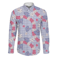 Hawaii Anthurium Tiare Pikake Lei Family Matching Long Sleeve Bodycon Dress and Hawaiian Shirt Poni Lauhala Art Pattern