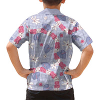 Hawaii Anthurium Tiare Pikake Lei Family Matching Off Shoulder Short Dress and Hawaiian Shirt Poni Lauhala Art Pattern