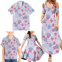 Hawaii Anthurium Tiare Pikake Lei Family Matching Summer Maxi Dress and Hawaiian Shirt Poni Lauhala Art Pattern