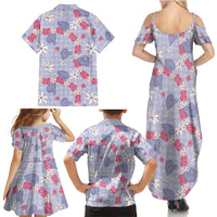 Hawaii Anthurium Tiare Pikake Lei Family Matching Summer Maxi Dress and Hawaiian Shirt Poni Lauhala Art Pattern